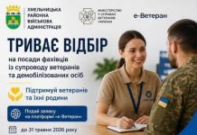 У Хмельницькому районі триває відбір на посади фахівців із супроводу ветеранів війни та демобілізованих осіб!